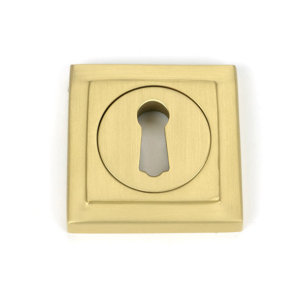 From The Anvil - Satin Brass Round Escutcheon (Square) - Satin Brass  - 50875 - Choice Handles