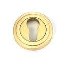 From The Anvil - Satin Brass Round Euro Escutcheon (Art Deco) - Satin Brass  - 50877 - Choice Handles