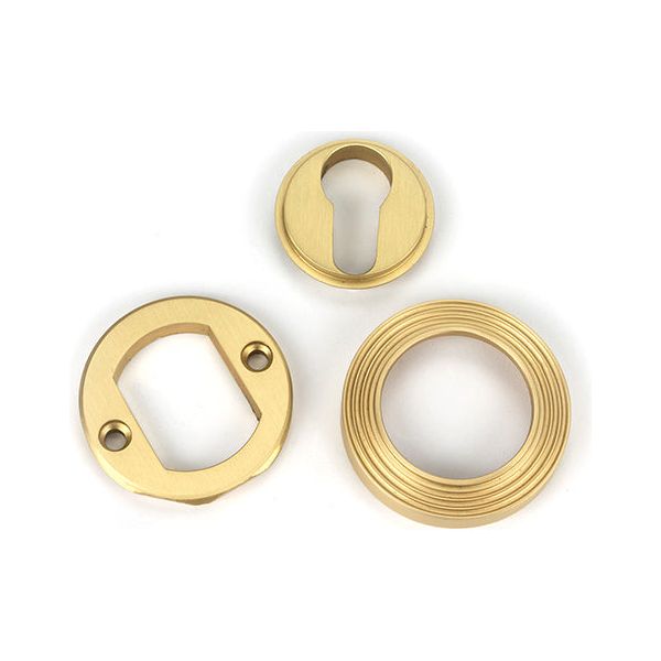 From The Anvil - Satin Brass Round Euro Escutcheon (Beehive) - Satin Brass  - 50878 - Choice Handles