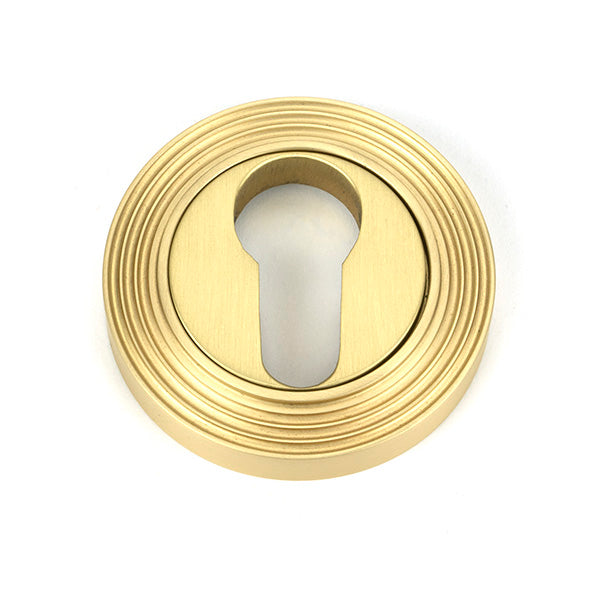 From The Anvil - Satin Brass Round Euro Escutcheon (Beehive) - Satin Brass  - 50878 - Choice Handles