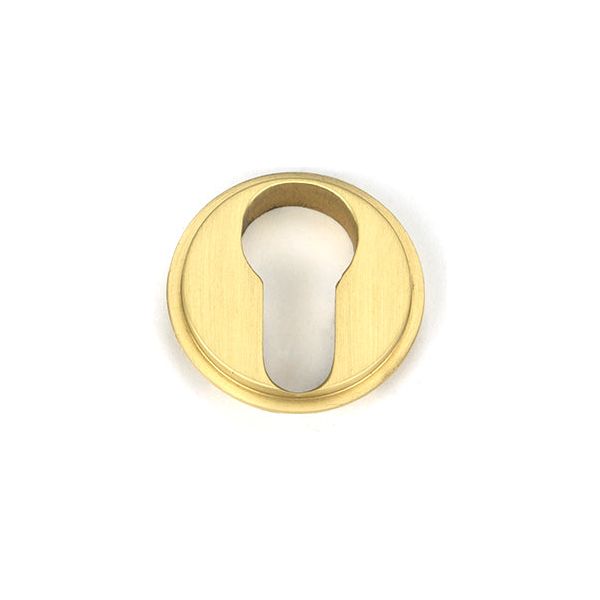 From The Anvil - Satin Brass Round Euro Escutcheon (Square) - Satin Brass  - 50879 - Choice Handles