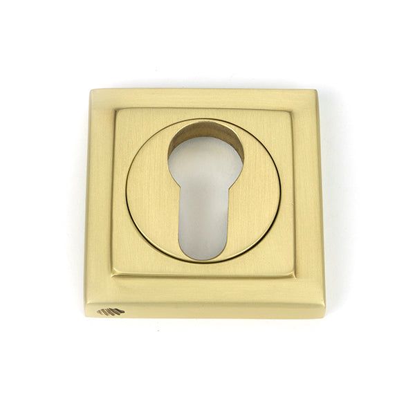 From The Anvil - Satin Brass Round Euro Escutcheon (Square) - Satin Brass  - 50879 - Choice Handles