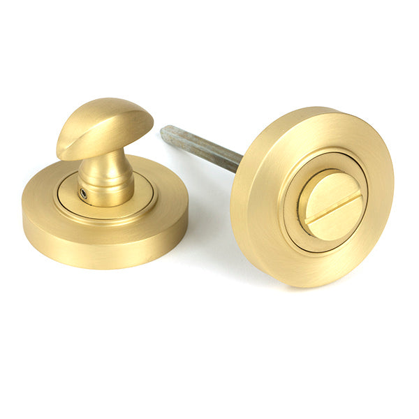 From The Anvil - Satin Brass Round Thumbturn Set (Plain) - Satin Brass  - 50880