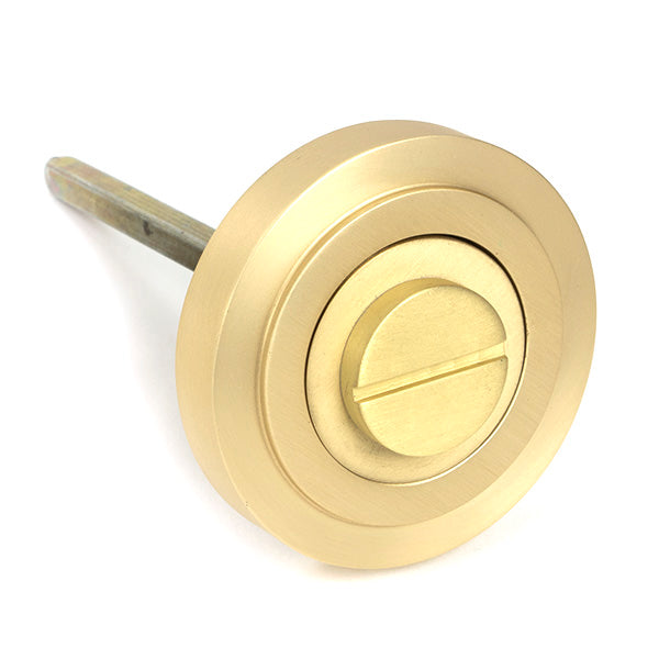From The Anvil - Satin Brass Round Thumbturn Set (Art Deco) - Satin Brass  - 50881
