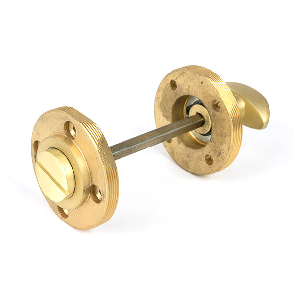 From The Anvil - Satin Brass Round Thumbturn Set (Art Deco) - Satin Brass  - 50881