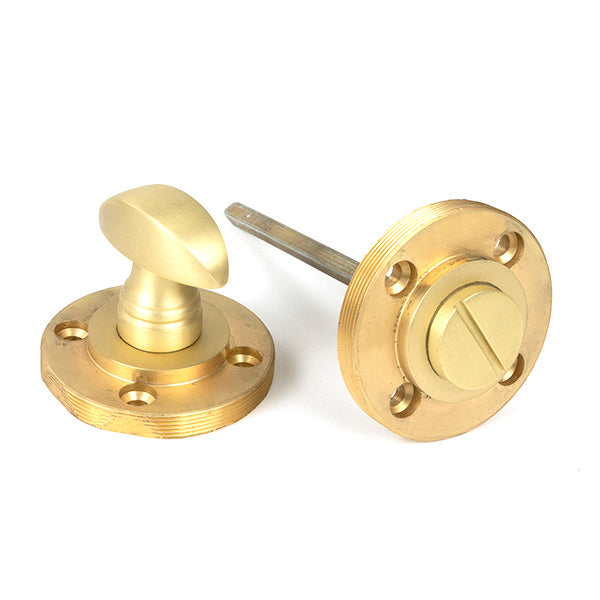From The Anvil - Satin Brass Round Thumbturn Set (Art Deco) - Satin Brass  - 50881