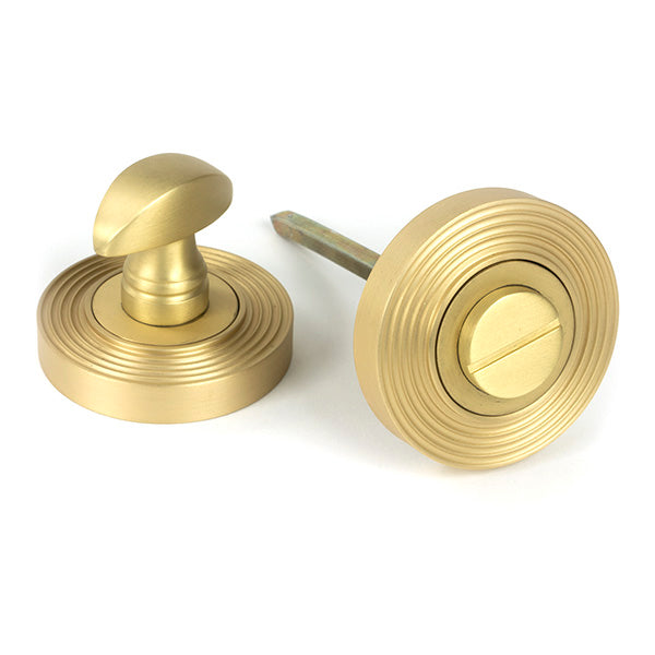 From The Anvil - Satin Brass Round Thumbturn Set (Beehive) - Satin Brass  - 50882