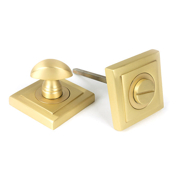 From The Anvil - Satin Brass Round Thumbturn Set (Square) - Satin Brass  - 50883
