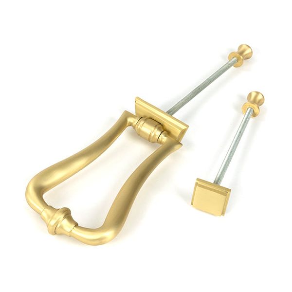 From The Anvil - Satin Brass Slimline Art Deco Door Knocker - Satin Brass  - 50886