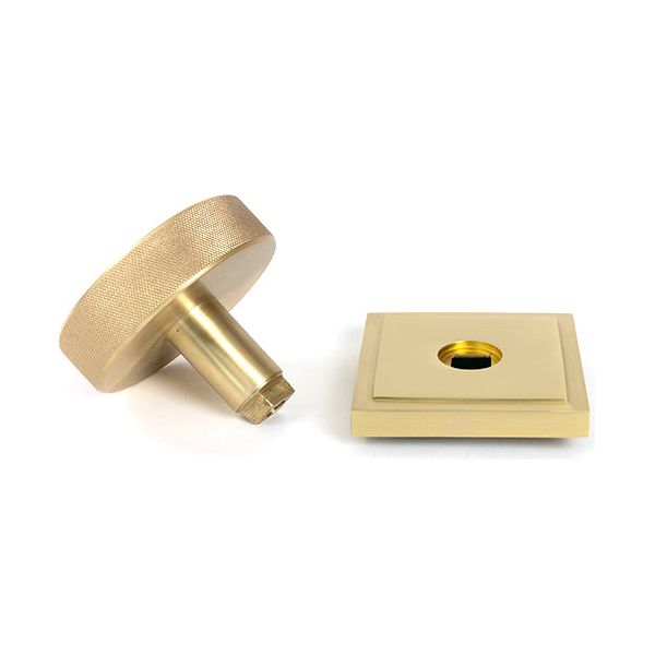From The Anvil - Satin Brass Brompton Centre Door Knob (Square) - Satin Brass  - 50896