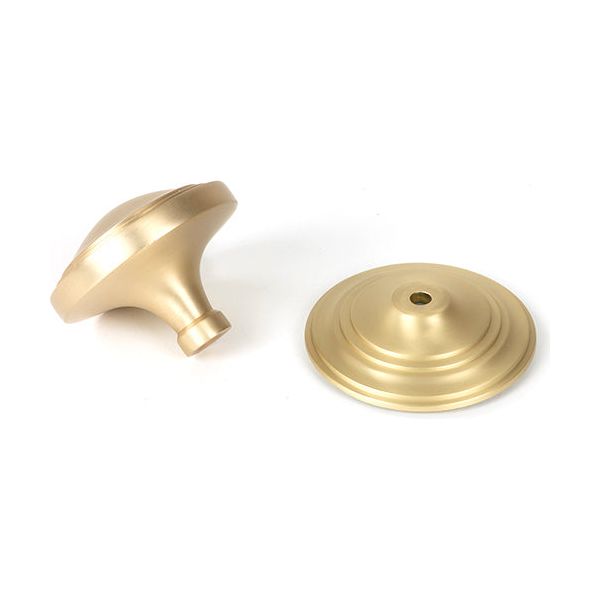 From The Anvil - Satin Brass Art Deco Centre Door Knob - Satin Brass  - 50897