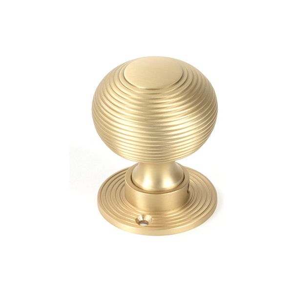 From The Anvil - Satin Brass Heavy Beehive Mortice/Rim Knob Set - Satin Brass  - 50902