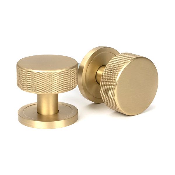 From The Anvil - Satin Brass Brompton Mortice/Rim Knob Set (Plain) - Satin Brass  - 50908