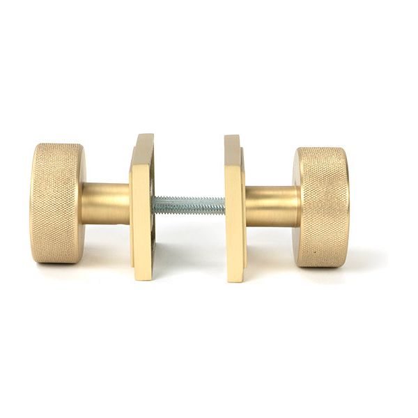 From The Anvil - Satin Brass Brompton Mortice/Rim Knob Set (Square) - Satin Brass  - 50911