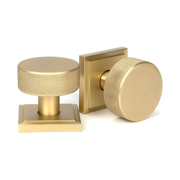 From The Anvil - Satin Brass Brompton Mortice/Rim Knob Set (Square) - Satin Brass  - 50911