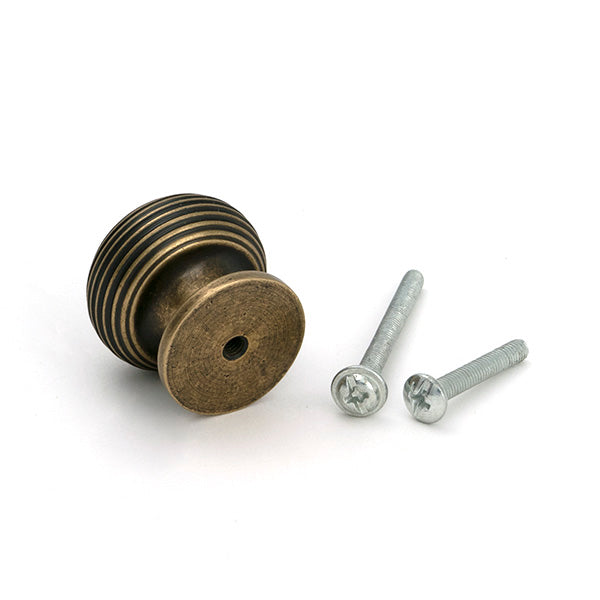 From The Anvil - Burnished Brass Beehive Cabinet Knob 30mm - 50956