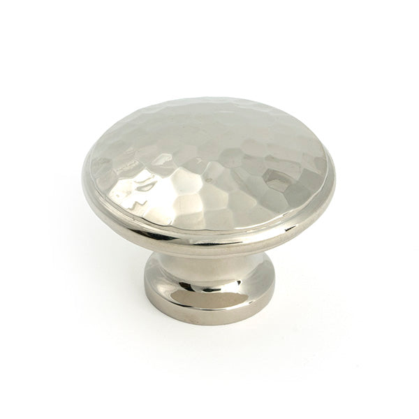 From The Anvil - Polished Nickel Hammered Cabinet Knob - Large - 51291 - Choice Handles
