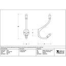 From The Anvil - Satin Brass Hat & Coat Hook - Satin Brass  - 51302 - Choice Handles