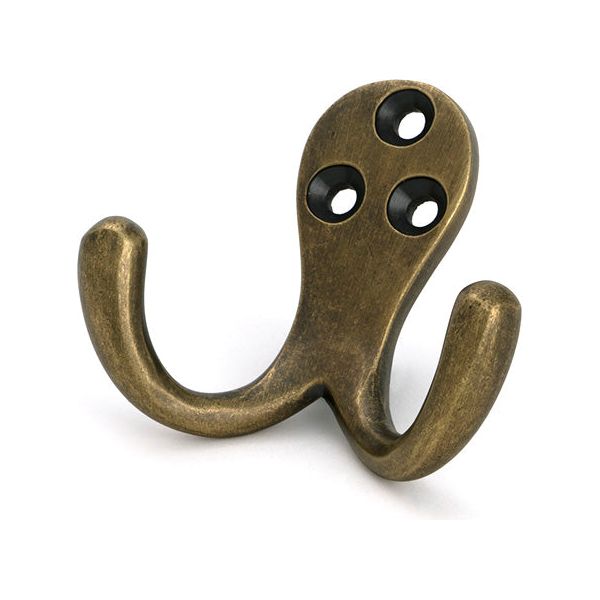 From The Anvil - Burnished Brass Celtic Double Robe Hook - 51305