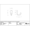 From The Anvil - Burnished Brass Celtic Single Robe Hook - 51307 - Choice Handles