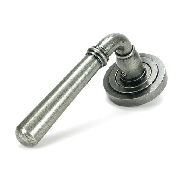 From The Anvil - Pewter Newbury Lever on Rose Set (Art Deco) - Unsprung - Pewter Patina  - 51331 - Choice Handles