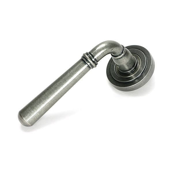 From The Anvil - Pewter Newbury Lever on Rose Set (Art Deco) - Unsprung - Pewter Patina  - 51331 - Choice Handles