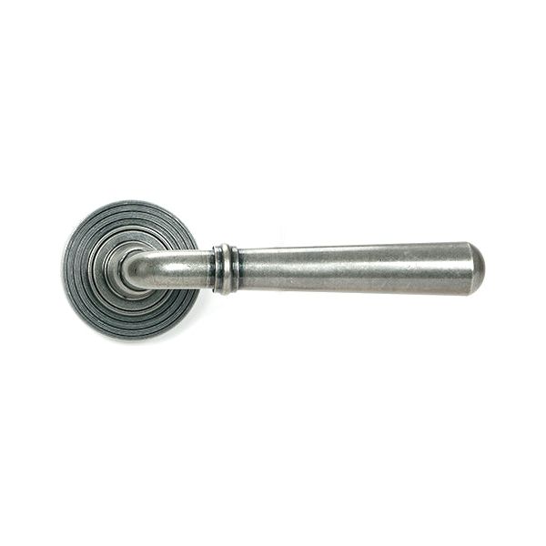 From The Anvil - Pewter Newbury Lever on Rose Set (Square) - Unsprung - Pewter Patina  - 51333