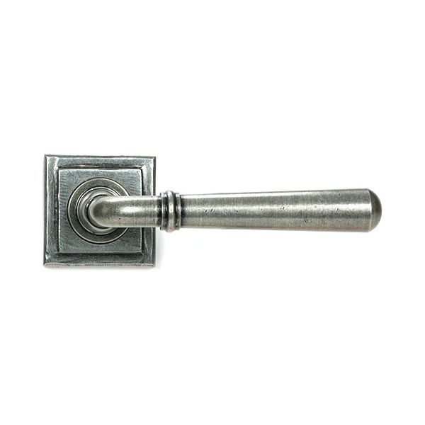From The Anvil - Pewter Newbury Lever on Rose Set (Square) - Unsprung - Pewter Patina  - 51333
