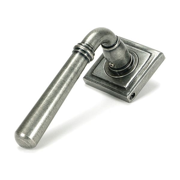 From The Anvil - Pewter Newbury Lever on Rose Set (Square) - Unsprung - Pewter Patina  - 51333