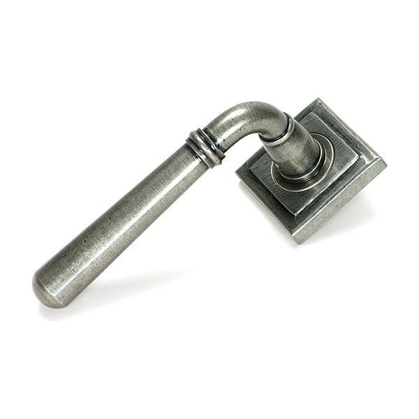 From The Anvil - Pewter Newbury Lever on Rose Set (Square) - Unsprung - Pewter Patina  - 51333