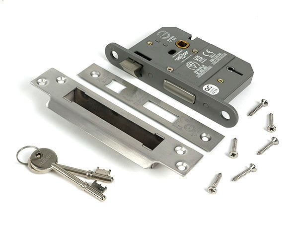 From The Anvil - Satin Chrome 3" 5 Lever BS Sash Lock - 51350