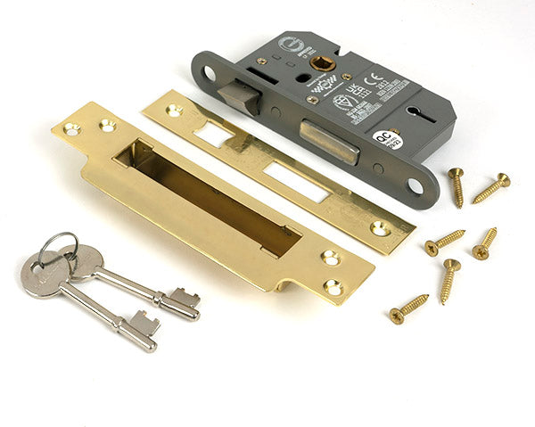 From The Anvil - Polished Brass 2½" 5 Lever BS Sash Lock Keyed Alike  - 51355