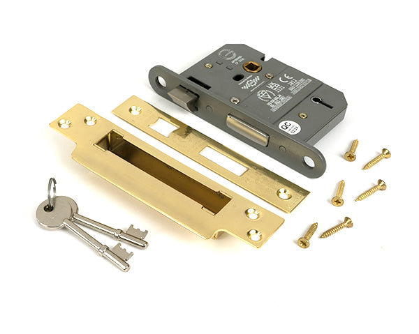 From The Anvil - Polished Brass 3" 5 Lever BS Sash Lock Keyed Alike  - 51365