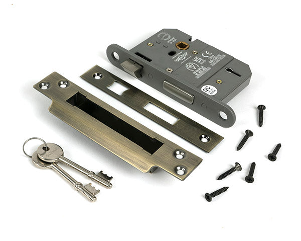 From The Anvil - Aged Brass 3" 5 Lever BS Sash Lock Keyed Alike  - 51366