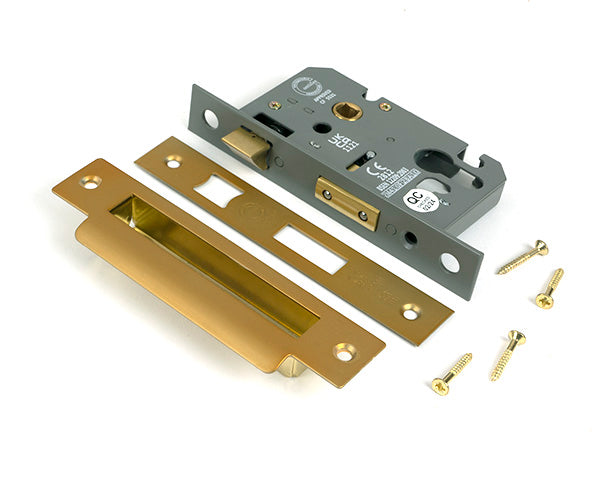 From The Anvil - Satin Brass 2½" Euro Profile Sash Lock - 51377