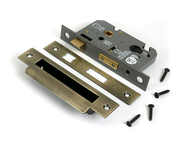 From The Anvil - Aged Brass 3" Euro Profile Sash Lock - 51386