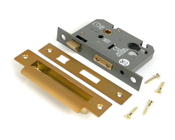 From The Anvil - Satin Brass 3" Euro Profile Sash Lock - 51387