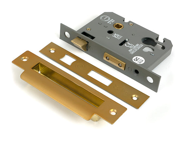 From The Anvil - Satin Brass 3" Euro Profile Sash Lock - 51387