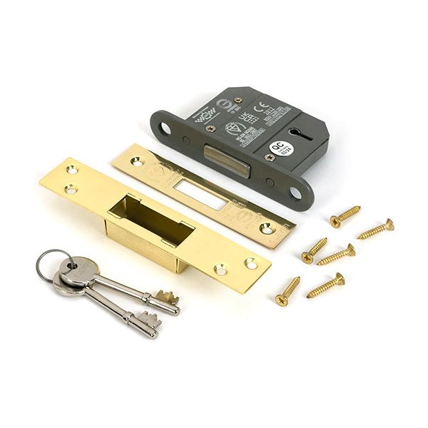 From The Anvil - Polished Brass 2½" 5 Lever BS Dead Lock - 51405