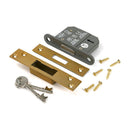 From The Anvil - Satin Brass 2½" 5 Lever BS Dead Lock - 51407 - Choice Handles