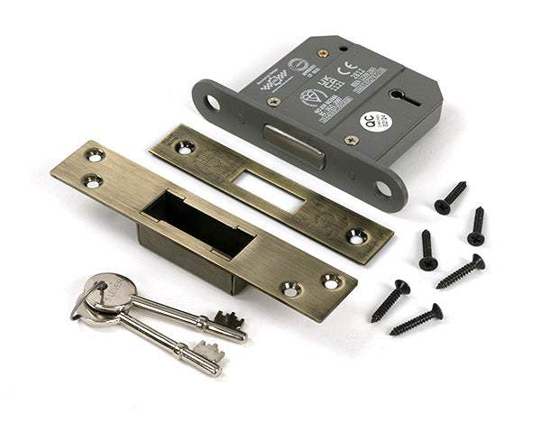 From The Anvil - Aged Brass 3" 5 Lever BS Dead Lock - 51418