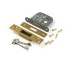 From The Anvil - Satin Brass 3" 5 Lever BS Dead Lock - 51419 - Choice Handles