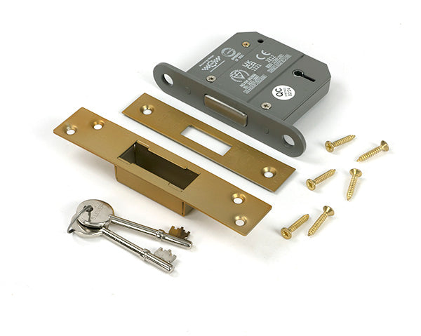 From The Anvil - Satin Brass 3" 5 Lever BS Dead Lock - 51419