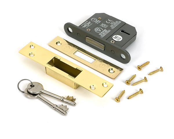 From The Anvil - Polished Brass 2½" 5 Lever BS Dead Lock Keyed Alike  - 51427