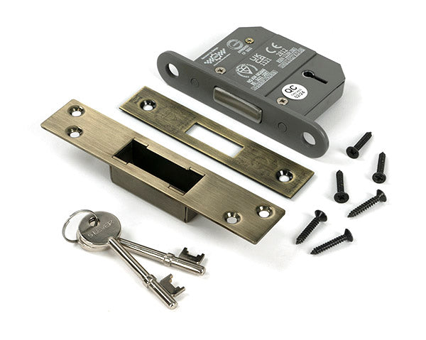 From The Anvil - Aged Brass 2½" 5 Lever BS Dead Lock Keyed Alike  - 51428