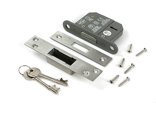 From The Anvil - Satin Chrome 2½" 5 Lever BS Dead Lock Keyed Alike  - 51432