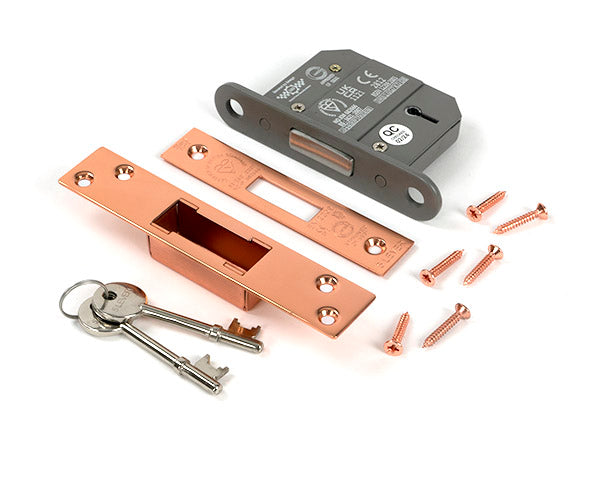 From The Anvil - Polished Bronze 2½" 5 Lever BS Dead Lock Keyed Alike  - 51434
