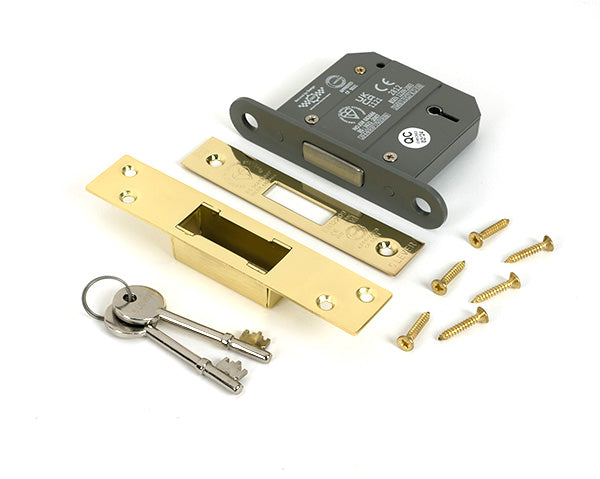 From The Anvil - Polished Brass 3" 5 Lever BS Dead Lock Keyed Alike  - 51437