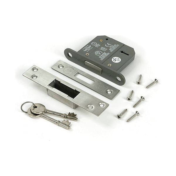 From The Anvil - Satin Chrome 3" 5 Lever BS Dead Lock Keyed Alike  - 51442