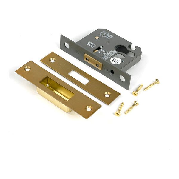 From The Anvil - Satin Brass 2½" Euro Profile Dead Lock - 51449 - Choice Handles